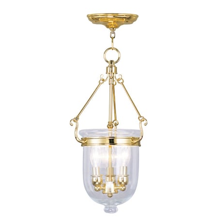 Livex Lighting Jefferson 3 Light Polished Brass Chain Lantern 5063-02
