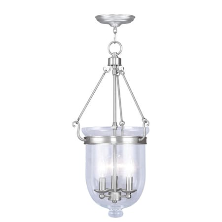 Livex Lighting Jefferson 3 Light Brushed Nickel Chain Lantern 5064-91