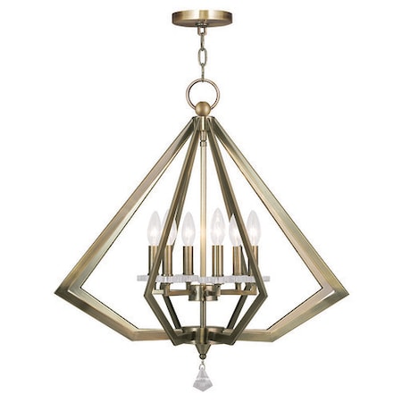 Livex Lighting Diamond 6 Light Antique Brass Chandelier 50666-01