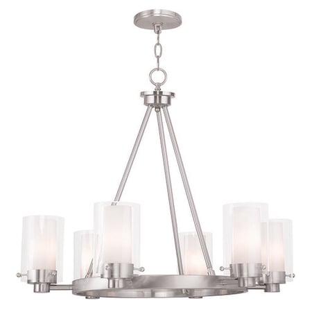 Livex Lighting Manhattan 6 Light Brushed Nickel Chandelier 50676-91