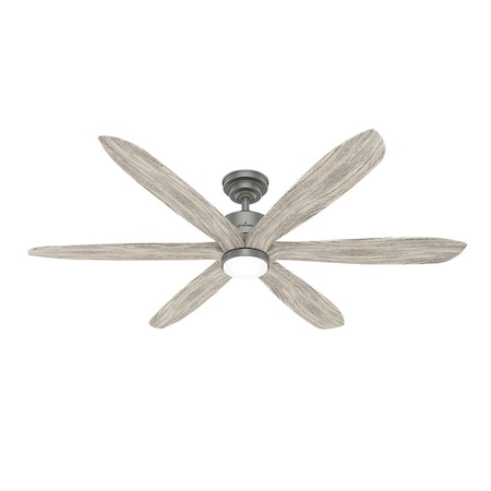 Hunter Ceiling Fan, 6 Blades, 6 Speeds, 120, Matte Silver 50773