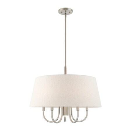Livex Lighting Belclaire 6 Light Brushed Nickel Pendant Chandelier 50805-91