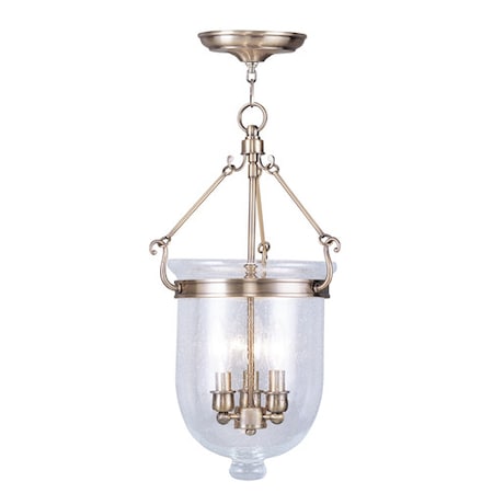 Livex Lighting Jefferson 3 Light Antique Brass Chain Lantern 5083-01