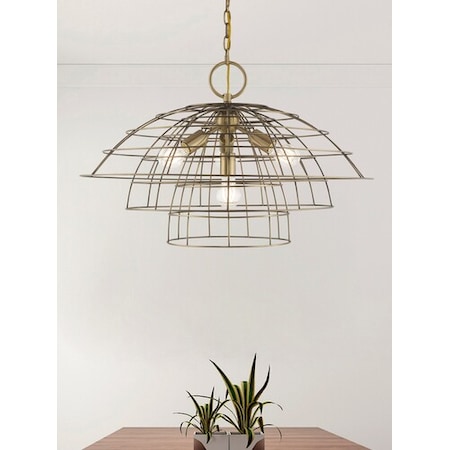 Livex Lighting Brooklyn 4 Light Antique Brass Chandelier 50948-01
