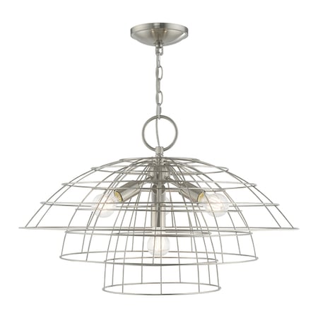 Livex Lighting Brooklyn 4 Light Brushed Nickel Chandelier 50948-91