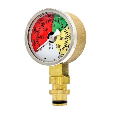 Pic Gauges Gauge, 20XL, Longwall, 0-900psi, 3ColorZone, 2 in Dial, 3/8 in Lower Location 509L