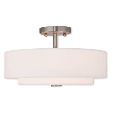 Livex Lighting Claremont 3 Light Brushed Nickel Ceiling Mount 51044-91