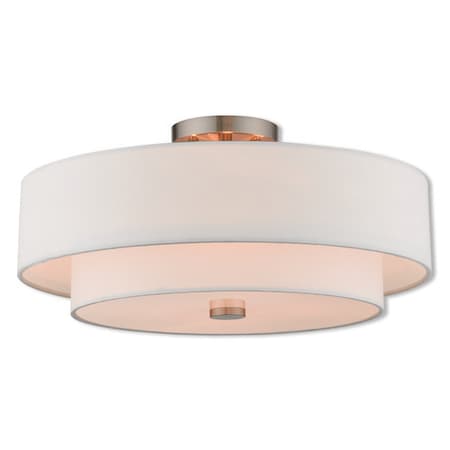 Livex Lighting Claremont 4 Light Brushed Nickel Ceiling 51045-91