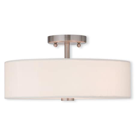Livex Lighting Meridian 3 Light Brushed Nickel Ceiling 51054-91