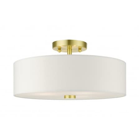 Livex Lighting Satin Brass Semi Flush, 3 Light 51054-12