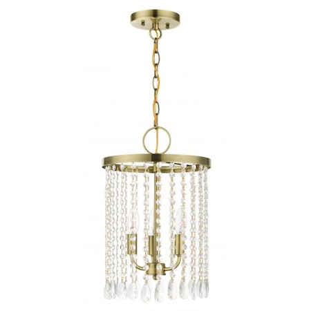Livex Lighting Antique Brass Pendant Chandelier, 3 Light 51060-01