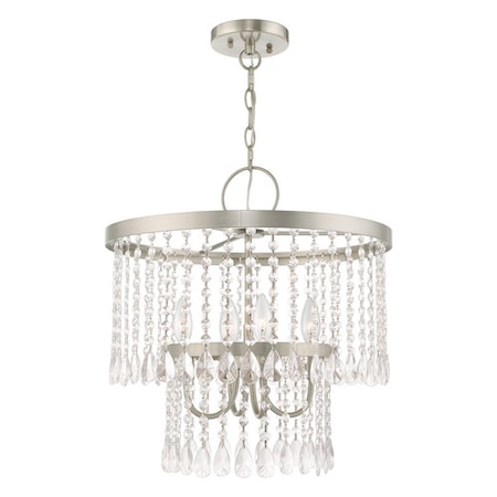 Livex Lighting Elizabeth 4 Light Brushed Nickel Pendant Chandelier 51064-91
