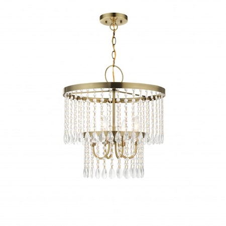 Livex Lighting Antique Brass Pendant Chandelier, 4 Light 51064-01