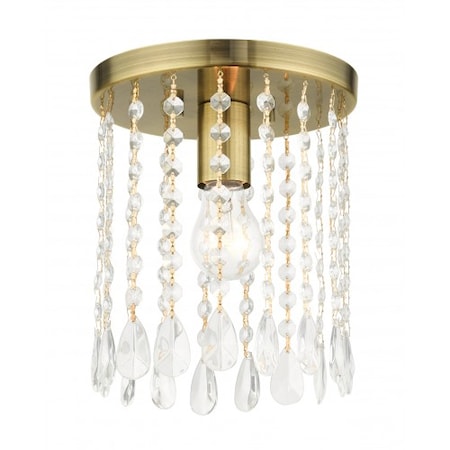 Livex Lighting Antique Brass Petite Flush Mount, 1 Light 51066-01