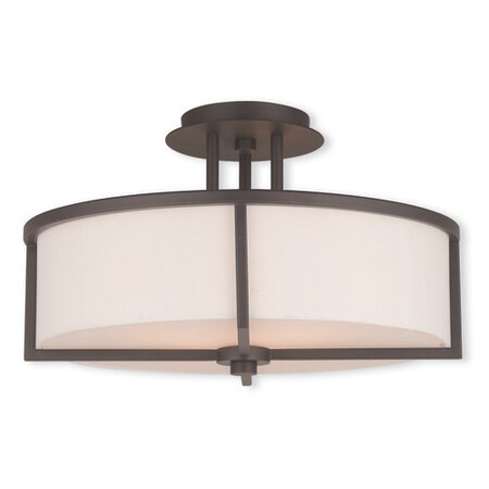 Livex Lighting Wesley 3 Light Bronze Ceiling Mount 51074-07