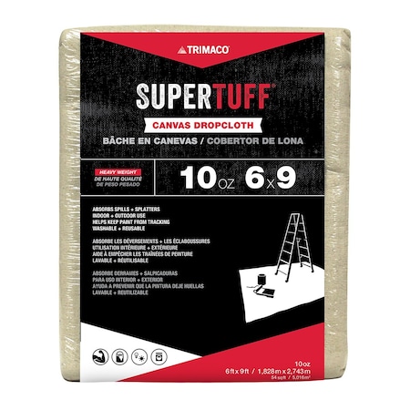 Trimaco Drop Cloth, 32 mil, Cotton Canvas, 9 ft L 51129