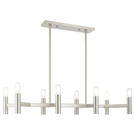 Livex Lighting Copenhagen 8 Light Brushed Nickel Linear Chandelier 51138-91