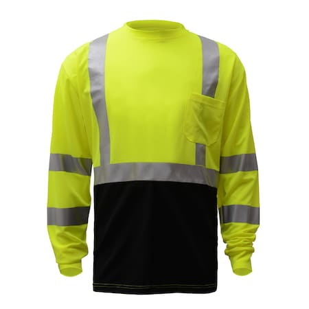 Gss Safety Hi-Vis Long Sleeve T-Shirt, 100% Polyester Birdseye, Lime, LT 5113-TALL XL
