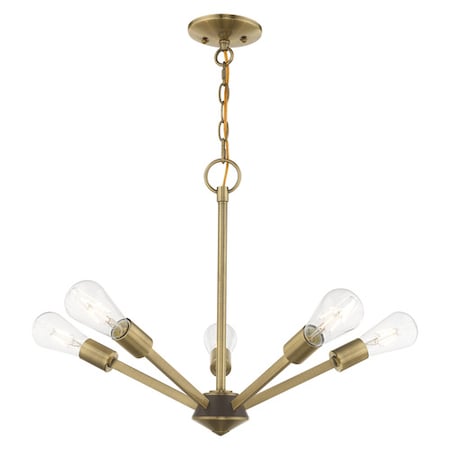 Livex Lighting Prague 5 Light Antique Brass Chandelier 51155-01