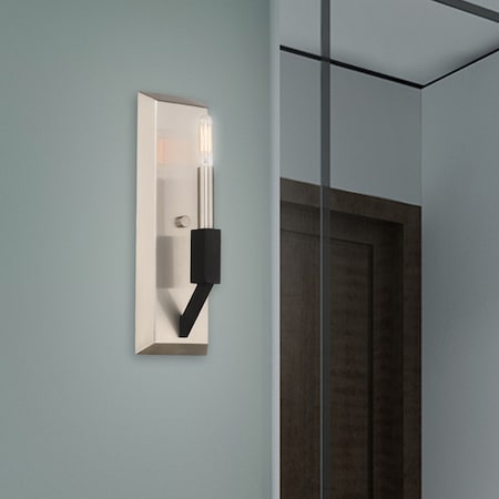 Livex Lighting Beckett 1 Light Brushed Nickel And Black ADA Wall Sconce 51161-91