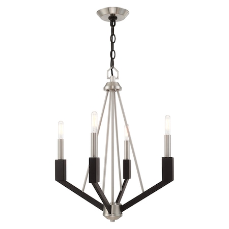 Livex Lighting Beckett 4 Light Brushed Nickel And Black Mini Chandelier 51164-91