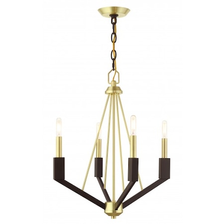 Livex Lighting Satin BrassMini Chandelier, 4 Light 51164-12
