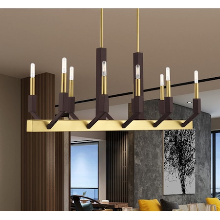 Livex Lighting Beckett 10 Light Satin Brass And Bronze 51168-12