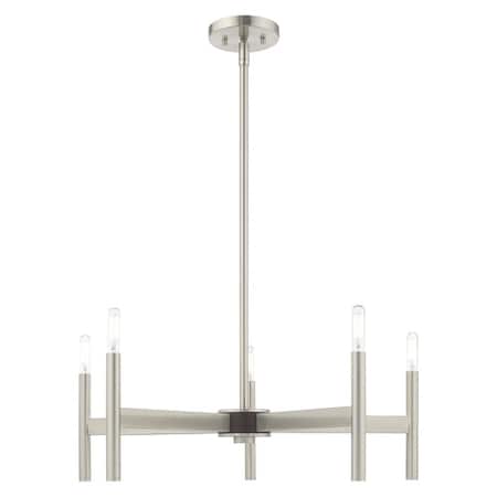 Livex Lighting Copenhagen 5 Light Brushed Nickel Chande 51175-91