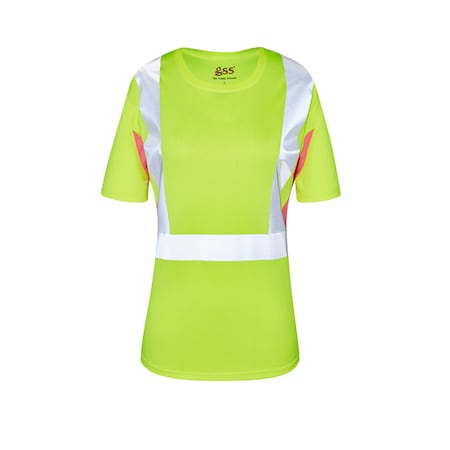 Gss Safety Hi-Vis Long Sleeve T-Shirt, 100% Polyester Birdseye, Lime, 4XL 5113-4XL