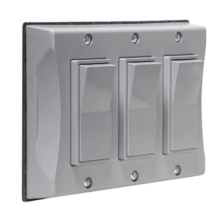 Bell Outdoor Weatherproof Cover, Switch Box Type, 3 Gang, Decorator Switch Cover Type 5129-0