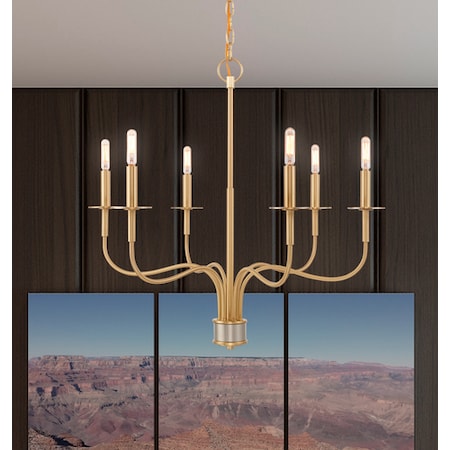 Livex Lighting Lisbon 6 Light Satin Brass Chandelier 51326-12