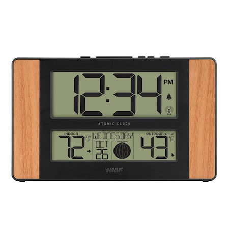 La Crosse Technology Atomic Dgtl Wall Clock, Temp/Moon Phase 513-1417-INT