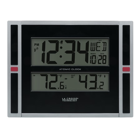 La Crosse Technology Atomic Digital Wall Clock w In/Out Temp 513-149-INT