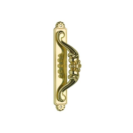 Omnia Center to Center Door Pull with Backplate Bright Brass 7-3/4" 515/00.3