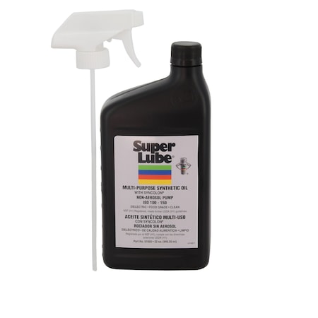 Super Lube Multipurpose Lubricant, 1 qt., Spray Bottle, Synthetic Oil, Colorless 51600