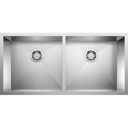 Blanco PRECISION R0 Undermnt Stainless Steel 37" 50/50 Dbl Bowl Kitchen Sink 516212