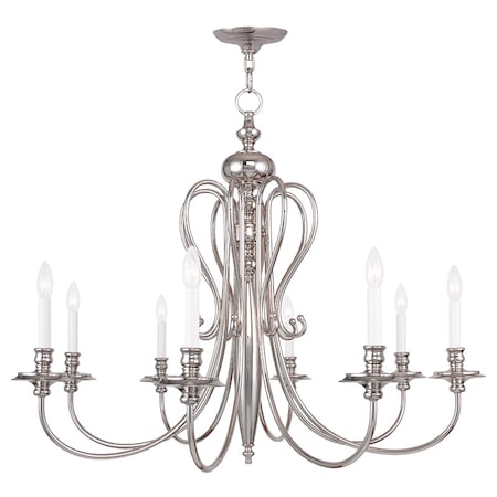 Livex Lighting Caldwell 8 Light Polished Nickel Chandelier 5168-35