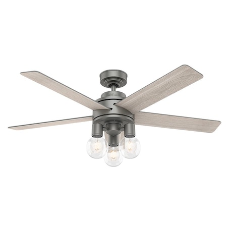 Hunter Ceiling Fan, 5 Blades, 4 Speeds, 120, Matte Silver 51842