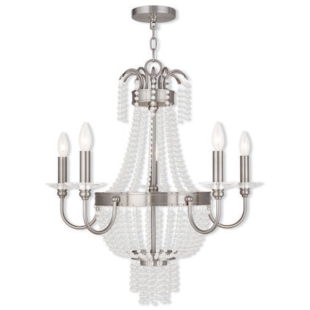 Livex Lighting Valentina 5 Light Brushed Nickel Chandel 51845-91