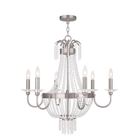 Livex Lighting Valentina 6 Light Brushed Nickel Chandel 51846-91