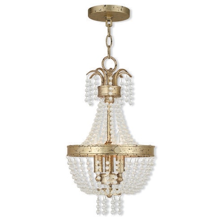 Livex Lighting Valentina 3 Light Hand Applied Winter Gold Pendant 51853-28