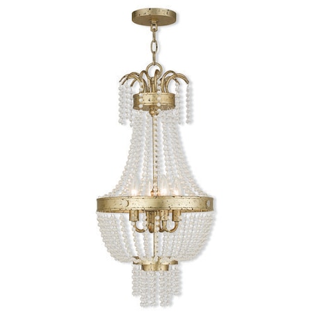 Livex Lighting Valentina 4 Light Hand Applied Winter Gold Pendant 51854-28