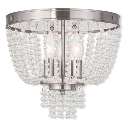 Livex Lighting Valentina 3 Light Brushed Nickel Ceiling Mount 51864-91