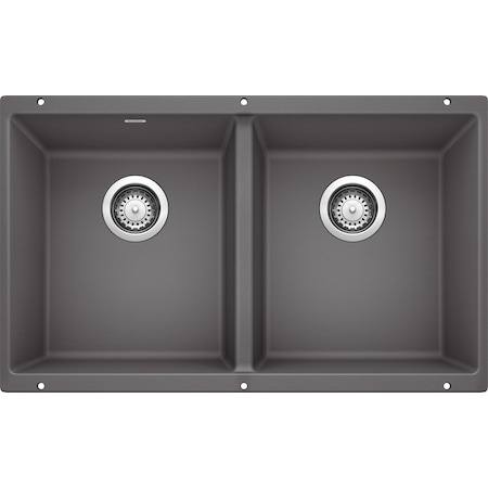 Blanco Precis 16" Equal Double Bowl, Cinder, Undermount Mount, 0 Hole 519050