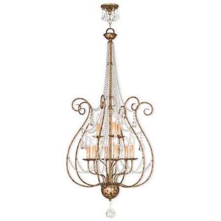 Livex Lighting Isabella 9 Light Hand Applied European Bronze Foyer Chandelier 51911-36