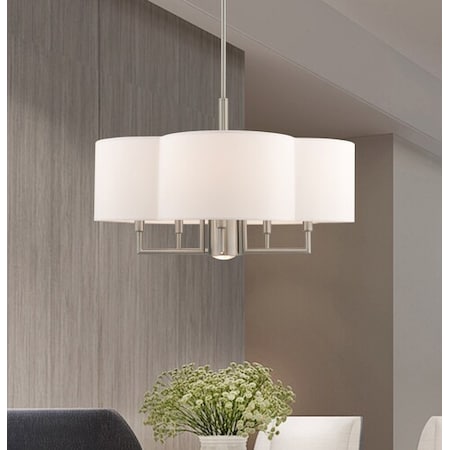 Livex Lighting Chelsea 6 Light Brushed Nickel Pendant C 51925-91