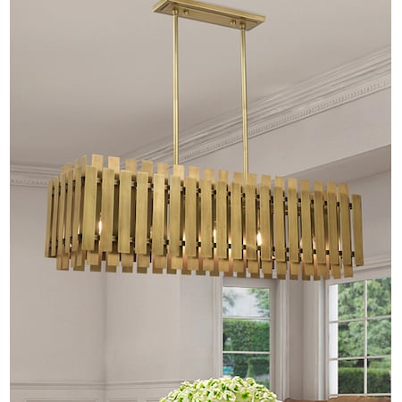 Livex Lighting Greenwich 5 Light Natural Brass Linear Chandelier 52045-08