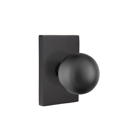 EMTEK Concealed Fastener Modern Rectangular Rosette Privacy Set with Matching Finish Orb Knob - Choice of 6 Finishes - C5212ORUS19 - Flat Black (US19)