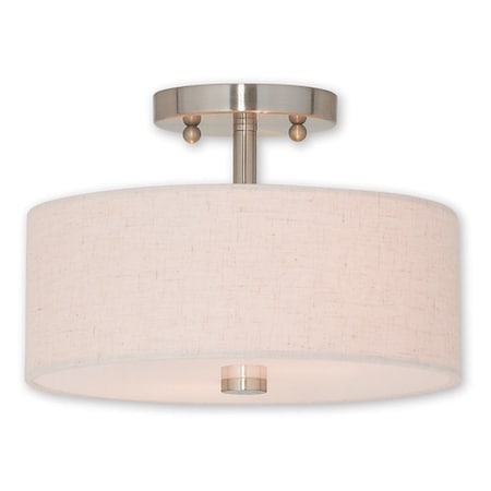Livex Lighting Meridian 2 Light Brushed Nickel Ceiling Mount 52133-91