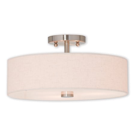 Livex Lighting Meridian 3 Light Brushed Nickel Ceiling Mount 52135-91
